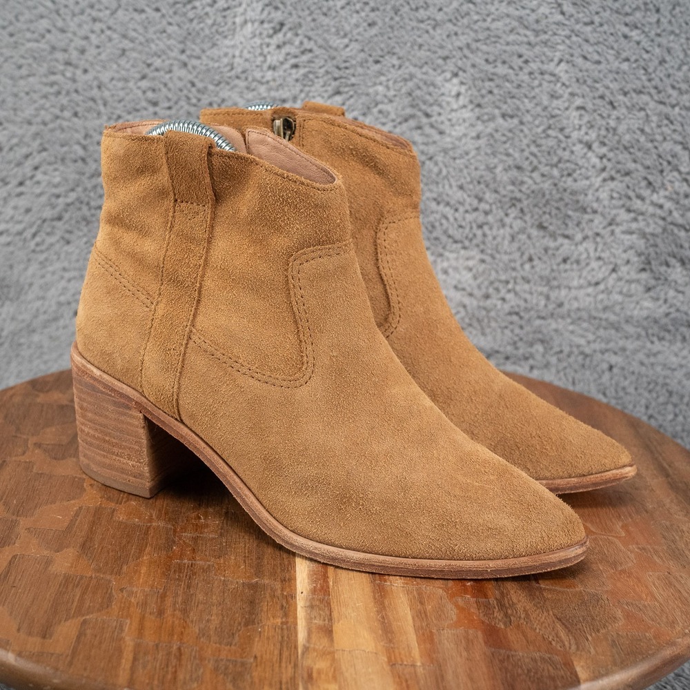 Madewell The Lonnie Boots Womens 6 Side Zip Heeled Western Ankle Bootie Brown